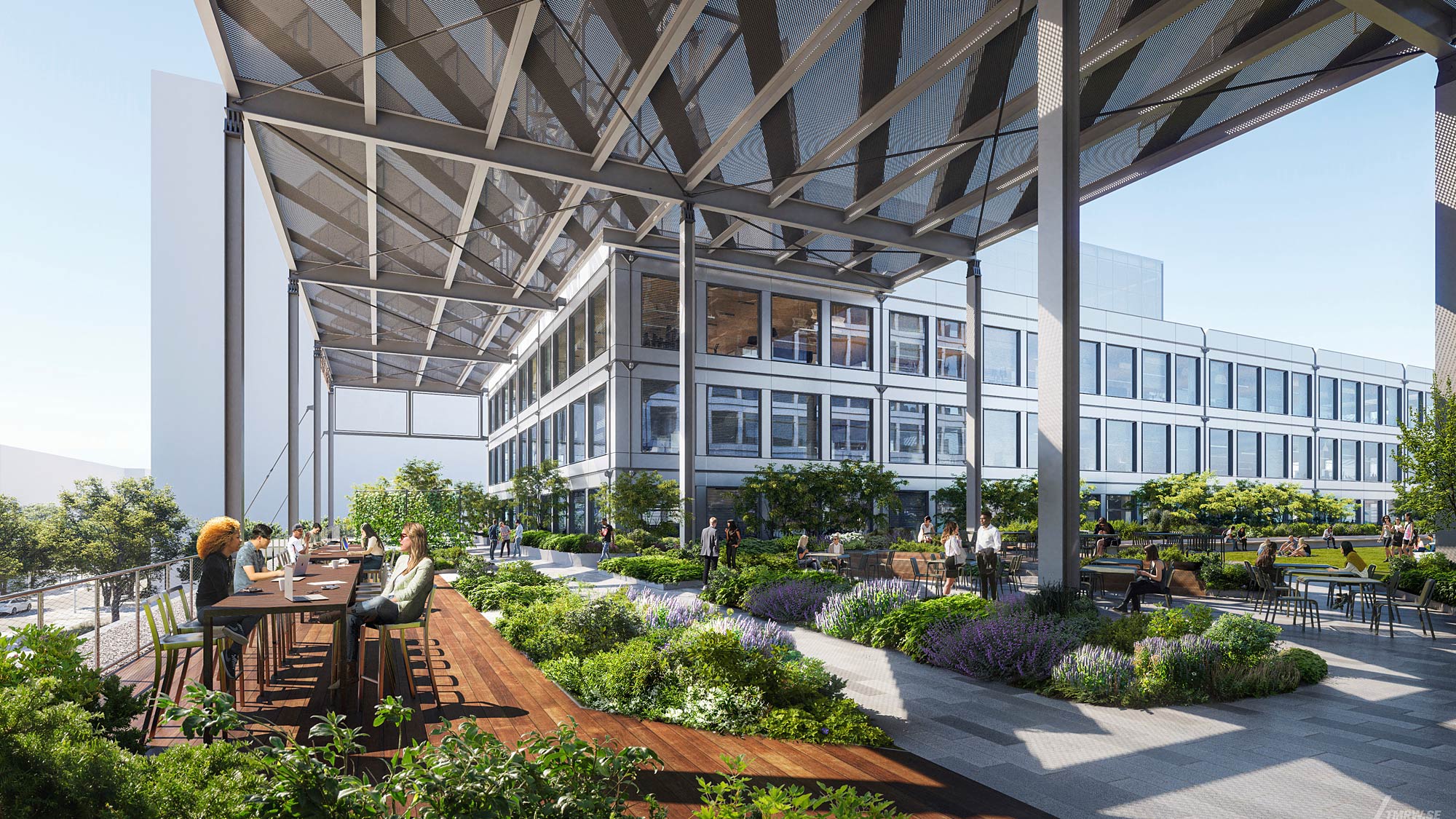 Office space with integrated natural and artificial lighting